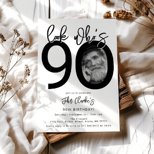 Look who's 90 Photo 90th Birthday Invitation