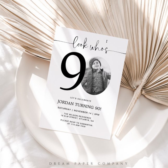 Look Who's 90 | Photo 90th Birthday Invite (Creator Uploaded)