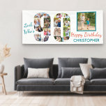 Look Who's 90 Photo Collage 90th Birthday Party Banner<br><div class="desc">Custom 90th birthday banner which you can personalise with a name and some of your favourite photos. The photo template displays your pictures in a photo collage which forms the number 90 as well as one main square picture. The design reads "look who's 90 .. Happy Birthday [your name]".</div>