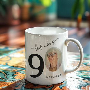 'Look Who's 90' Stylish 90th Birthday Coffee Mug