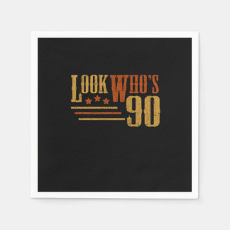 Look Whos 90 Years Old Funny 90th Birthday Gift Napkin