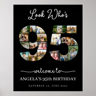 look who's 95 milestone birthday photo collage poster