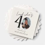 Look Who's Age - Personalised Milestone Birthday  Napkin<br><div class="desc">Celebrate in style with fun birthday napkins featuring a big number design. Customise the age,  name,  and photo to make it perfect for any milestone birthday.</div>