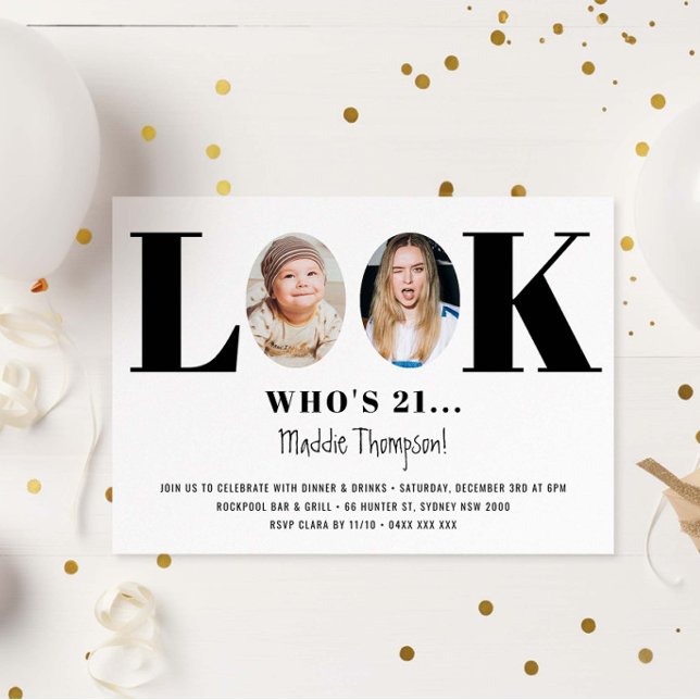 Look Who's Birthday Funny Photo Invitation (Creator Uploaded)