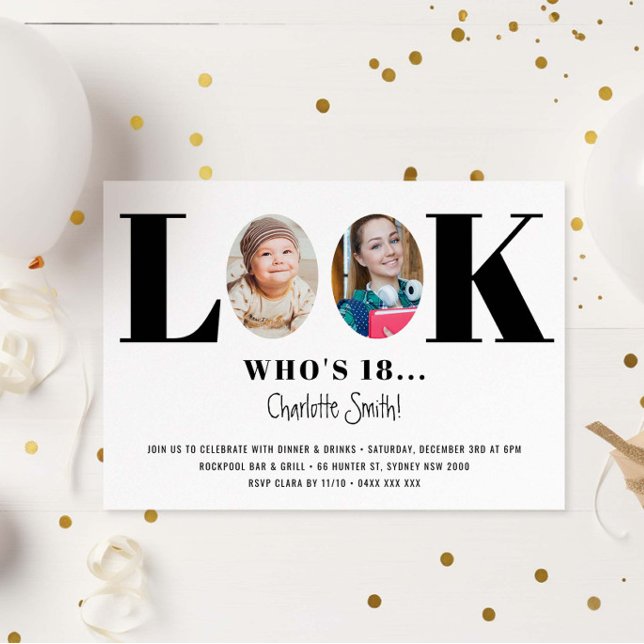 Look Who's Birthday Funny Photo Invitation (Creator Uploaded)