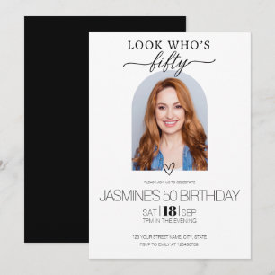 Look Who's Fifty Elegant 50 Birthday Photo Invitation