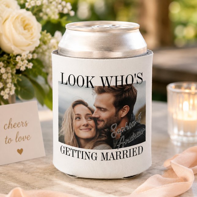 Look Who's Getting Married Photo Wedding Can Cooler (Creator Uploaded)