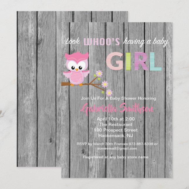 Look Who's Having A Baby Girl Baby Shower Card (Front/Back)