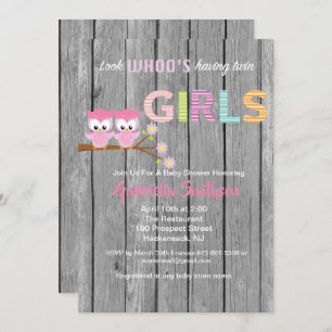Look Who's Having Twin Girls Baby Shower Card