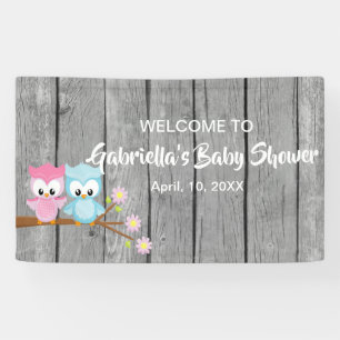 Look Who's Having Twins Baby Shower Owl Banner