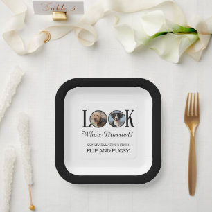 Look Who's Married Dog or Pets Photo Paper Plate