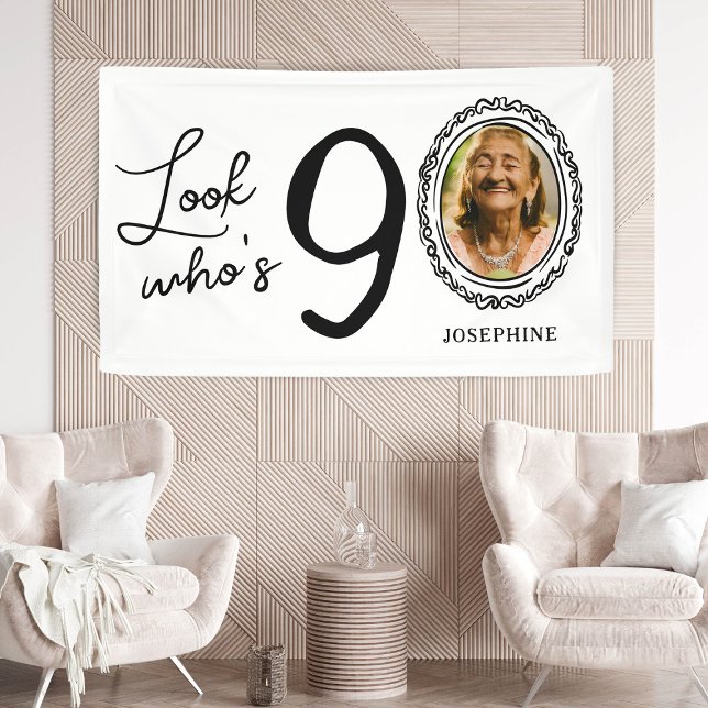 Look Who's Ninety Photo 90th Birthday Banner (Creator Uploaded)
