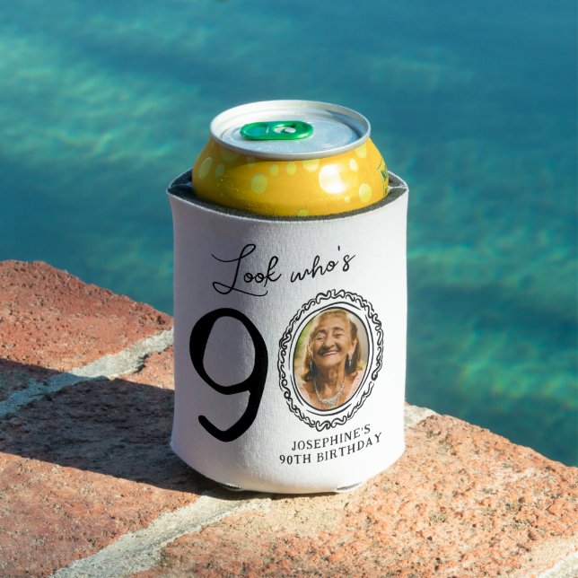 Look Who's Ninety Photo 90th Birthday Can Cooler (In Situ Pool)