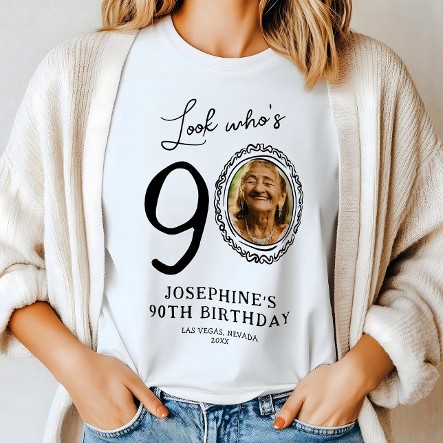 Look Who's Ninety Photo 90th Birthday Tri-Blend Shirt (Creator Uploaded)