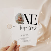 Look Who's One Modern Simple Photo 1st Birthday