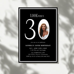 Look Who's Thirty Minimal Photo 30th Birthday Invitation