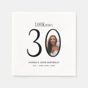 Look Who's Thirty Minimal Photo 30th Birthday Napkin