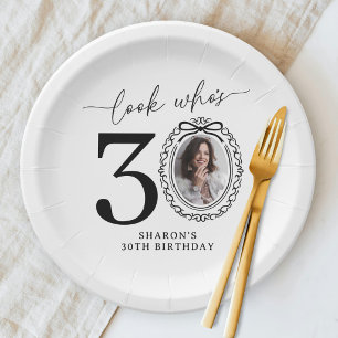 Look Who's Thirty Photo 30th Birthday Paper Plate
