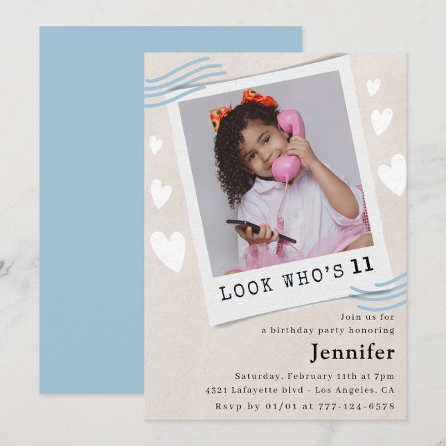  Look who's turning 11th birthday invitations (Front/Back)