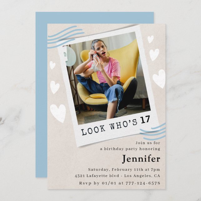  Look who's turning 17th birthday invitations (Front/Back)