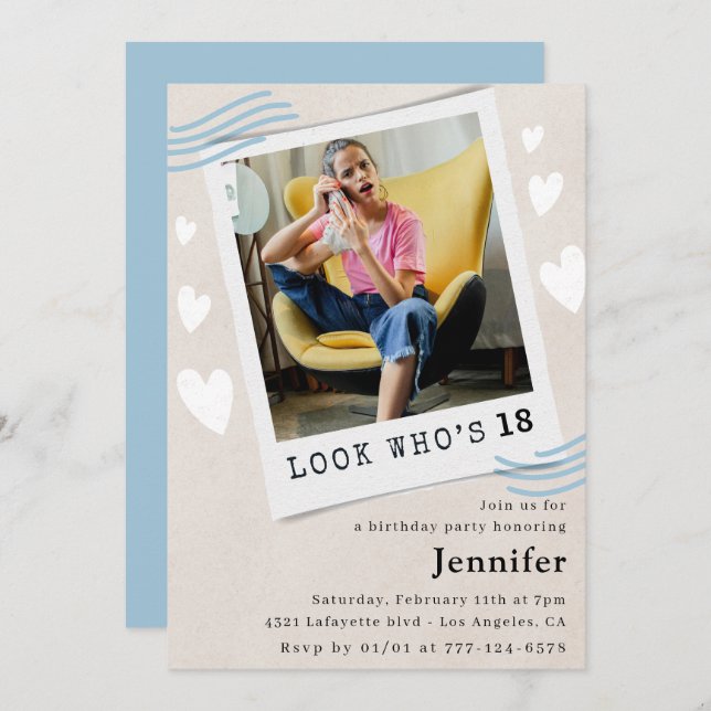  Look who's turning 18th birthday invitations (Front/Back)