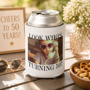 Look Who's Turning 50 Photo Funny Birthday Party Can Cooler