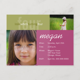 look who's turning four • Birthday Invitation Postcard