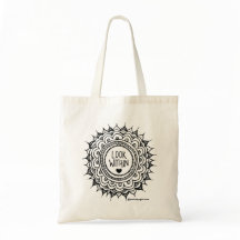 Look Within Mandala Grocery Bag Black Print