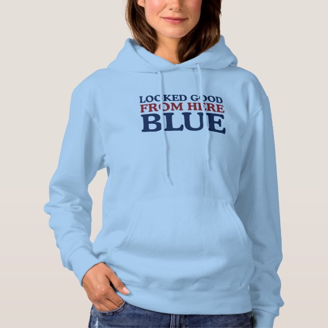 Looked Good From Here Blue Funny Baseball Mum Hoodie (Front)