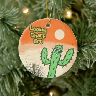 Lookin Sharp Bro Retro Vintage Desert Vibes Cactus Ceramic Tree Decoration