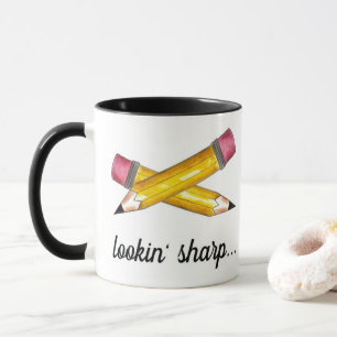 Lookin' Sharp Yellow #2 Pencil School Writing Mug