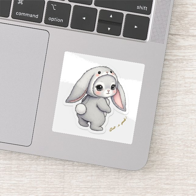 Looking Back Bunny - Adorable Fluffy Rabbit Kawaii (Detail)