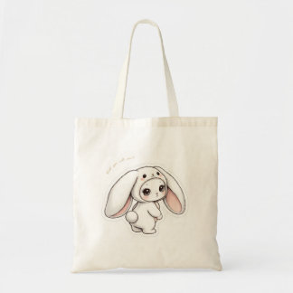 Looking Back Bunny - Adorable Fluffy Rabbit Kawaii Tote Bag