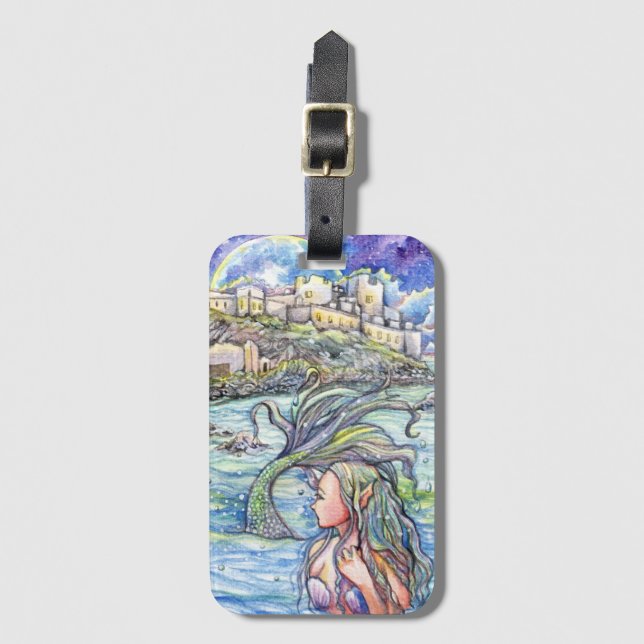 Looking Back Fantasy Mermaid Art Luggage Tag (Front Vertical)