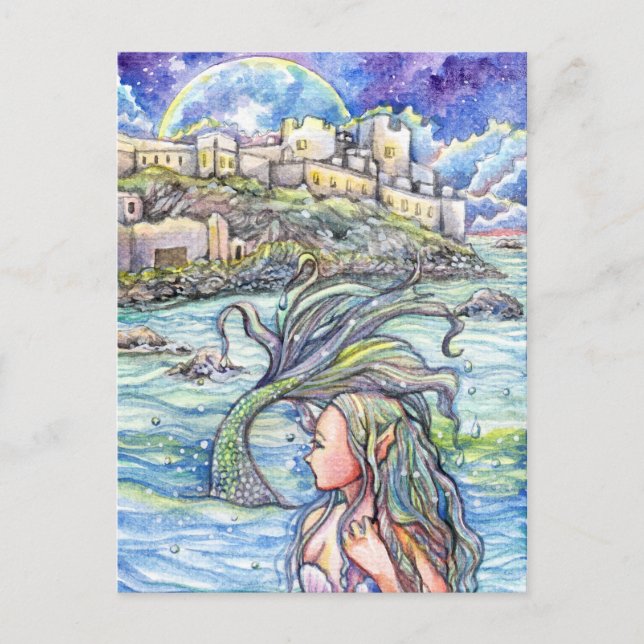 Looking Back Fantasy Mermaid Art Postcard (Front)