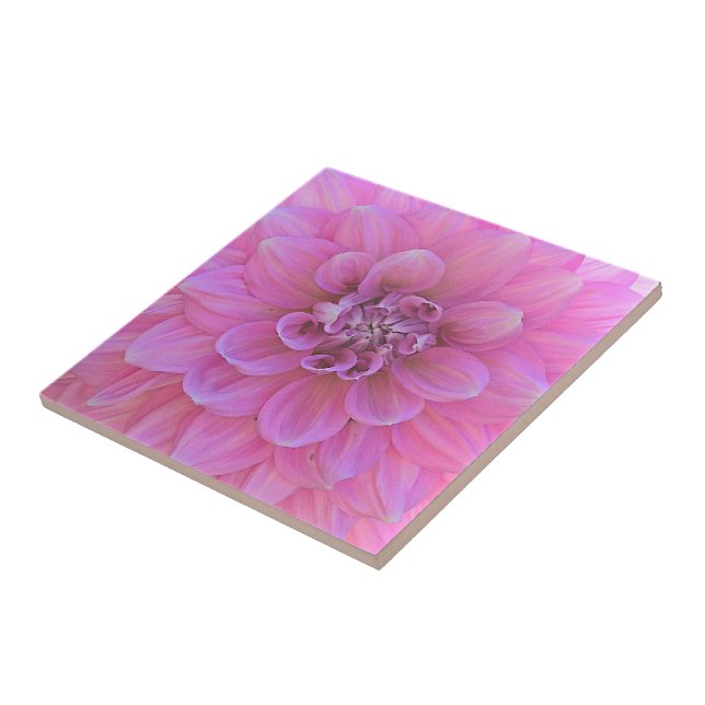 "LOOKING DEEP INTO PINK DAHLIA" CERAMIC TILE/TRIVE TILE (Side)
