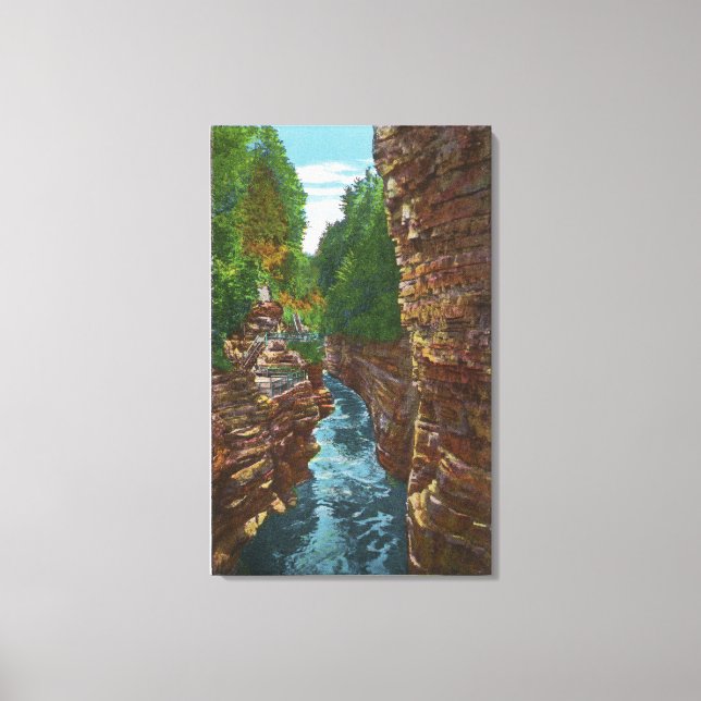 Looking Down Ausable Chasm from Hyde's Cave Canvas Print (Front)