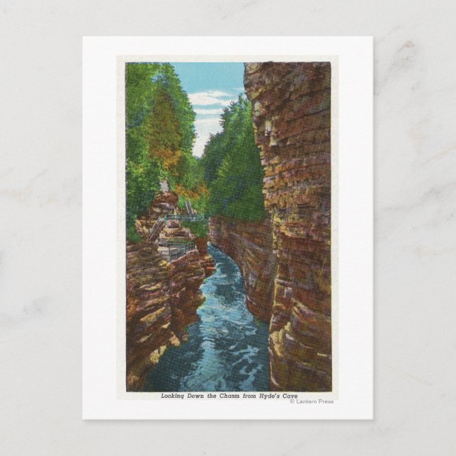 Looking Down Ausable Chasm from Hyde's Cave Postcard (Front)