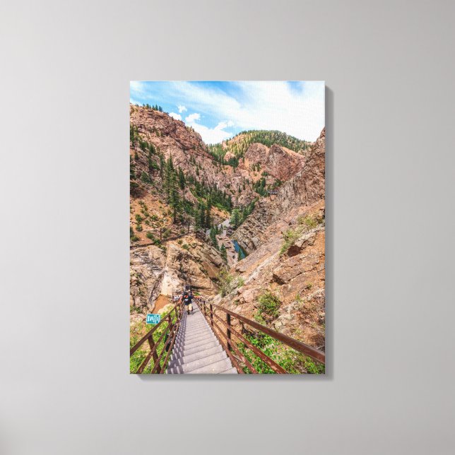 Looking Down Seven Falls Stairs Canvas Print (Front)