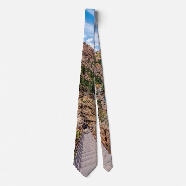 Looking Down Seven Falls Stairs Neck Tie (Front)