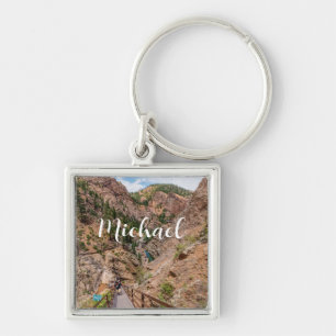 Looking Down Seven Falls Stairs Square Keychain