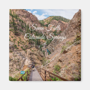 Looking Down Seven Falls Stairs Square Magnet