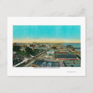 Looking East over Business Section, Long Beach Postcard