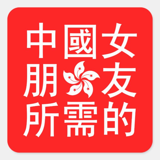 Looking for a Chinese Girlfriend (HK Edition) Square Sticker (Front)