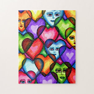 Looking For Love Abstract hearts original art  Jigsaw Puzzle