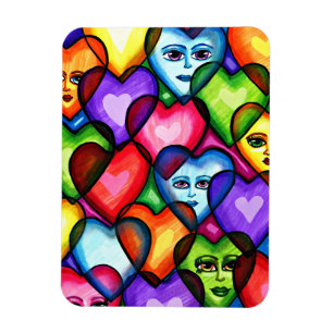 Looking For Love Abstract hearts original art Magnet