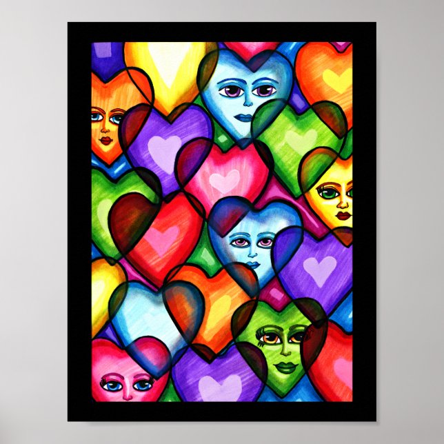 Looking For Love Abstract hearts original art  Poster (Front)