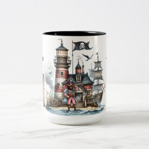 Looking for Treasure, Happy Father's Day Two-Tone Coffee Mug