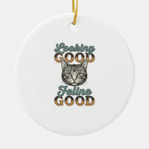 Looking Good Feline Good Vintage Cat Design_1 Ceramic Tree Decoration