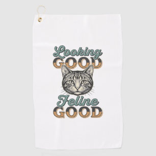 Looking Good Feline Good Vintage Cat Design_1 Golf Towel